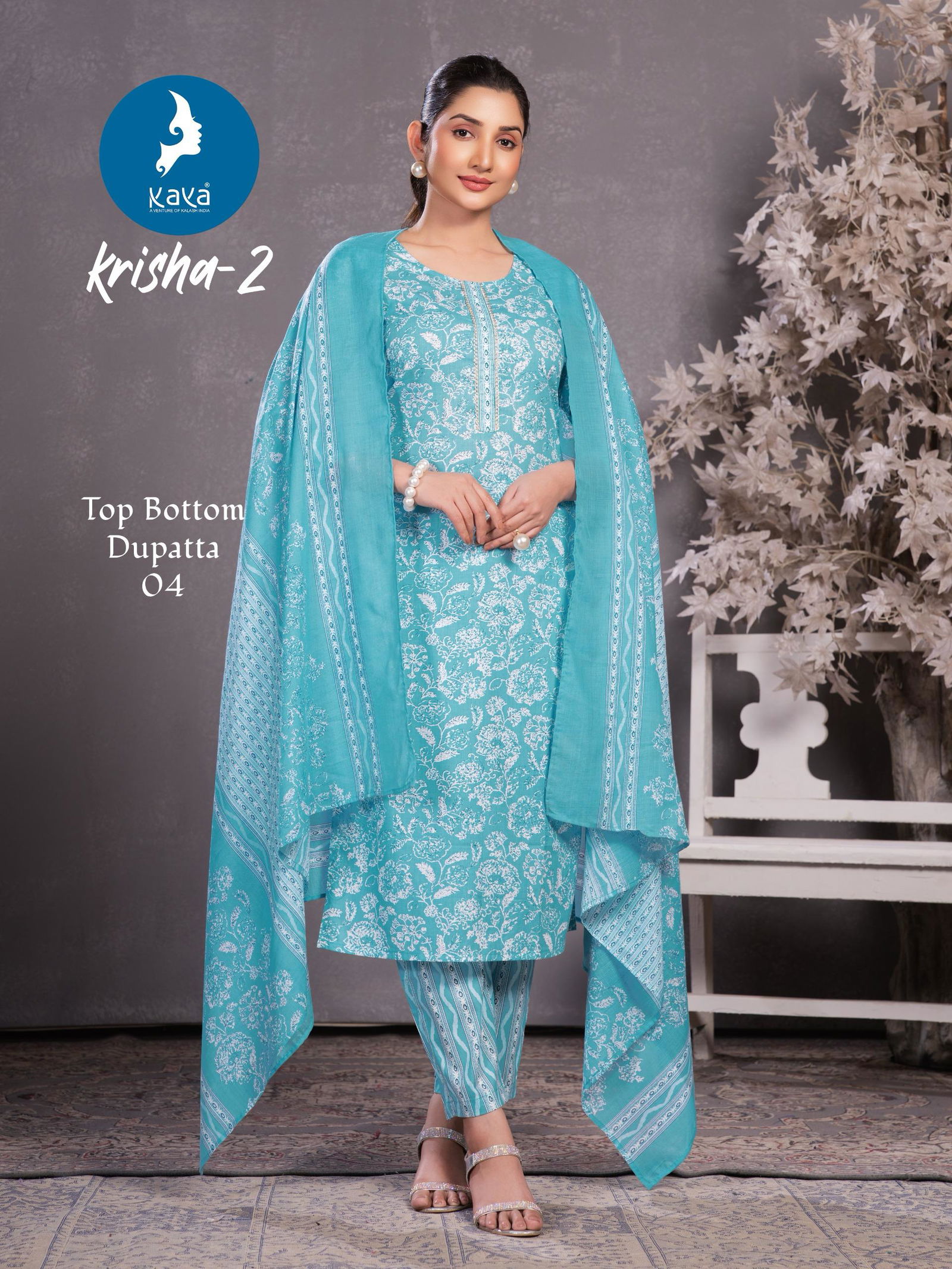 Krisha 2 By Kaya Cotton Printed Online Kurti With Bottom Dupatta Wholesale